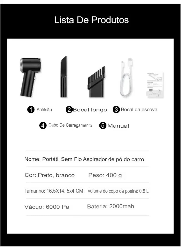 Mini Aspirador Portátil USB – Limpeza Rápida, Prática e Sem Fio