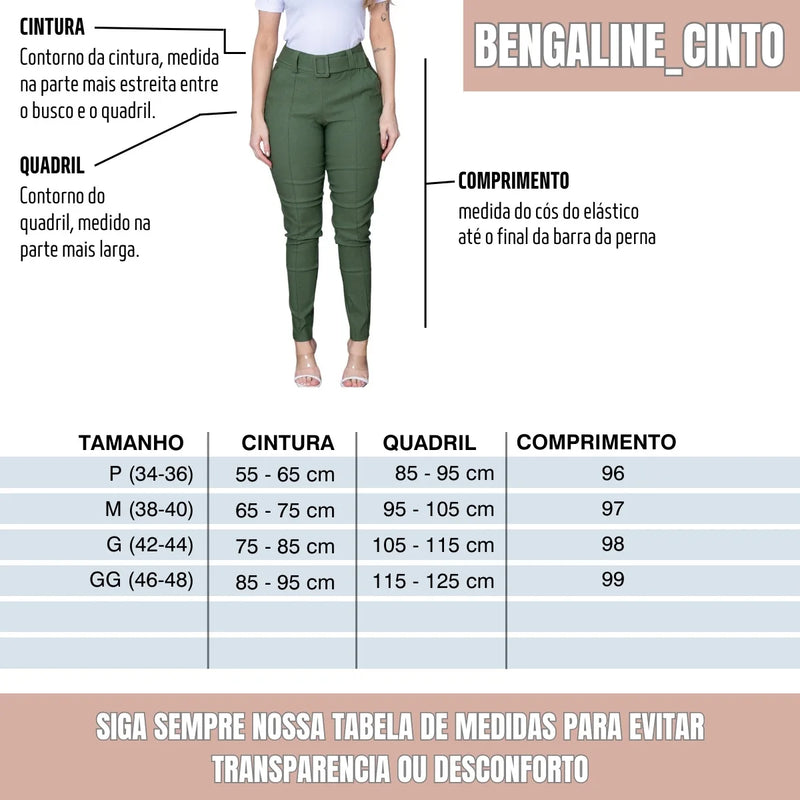Calça Feminina para Trabalho com Cinto e Bolso